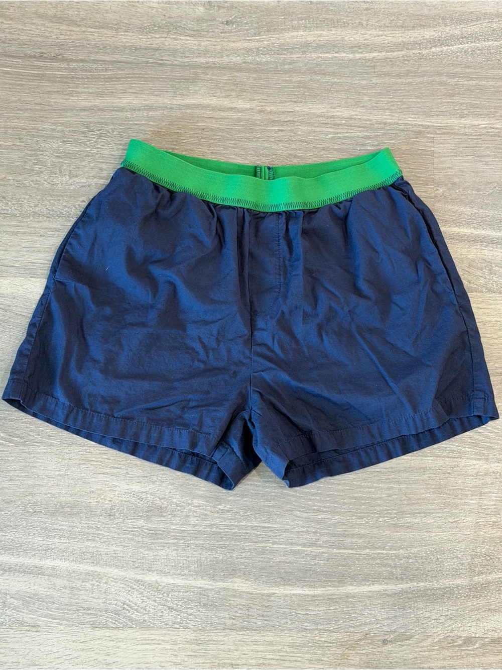 Anthropologie Navy & Green Pull-On Cotton Shorts - XXS